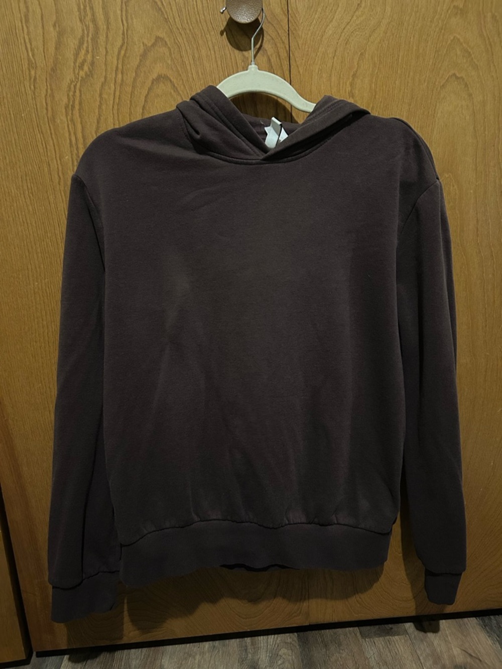 Women’s Minimalist Brown Hoodie H&M Basics Divided Comfy Pullover Sweatshirt